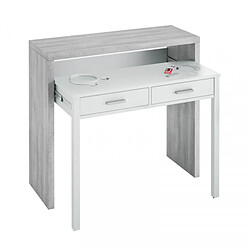 Acheter Dansmamaison Console bureau extensible Blanc/Béton clair - NIAL