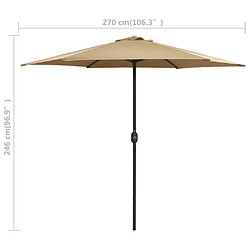 vidaXL Parasol de jardin et mât en aluminium 270x246 cm Taupe pas cher