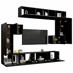 Avis Maison Chic Ensemble de meubles TV 8 pcs | Banc TV Moderne pour salon | Meuble de Rangement - Noir Aggloméré -MN85455