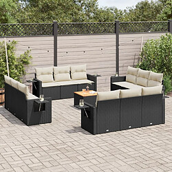 Maison Chic Salon de jardin avec coussins 13 pcs, Ensemble Tables et chaises de jardin, noir résine tressée -GKD663394