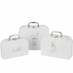 Paris Prix Lot de 3 Valises Déco Enfant Ourson 25cm Blanc