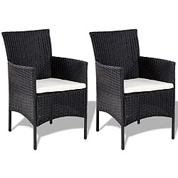 vidaXL Salon de jardin 4 pcs avec coussins Résine tressée Noir