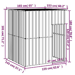 Niche pour chien avec toit,Abri Maisonnette pour chien gris clair 165x153x181 cm -MN26586 pas cher