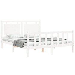 Acheter Maison Chic Lit adulte - Cadre Structure de lit avec tête de lit Contemporain blanc 160x200 cm bois massif -MN88629