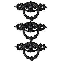 Tiroirs D'anneau De Tiroir Antique, Poignées De Traction De Porte De Bouton D'armoire D'armoire D'armoire De Garde-robe, Paquet De 3PCS, Noir