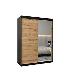 Abiks Meble Armoire YORK 2 À Portes Coulissantes 200/150/62 2 Portes (Noir/Artisan)