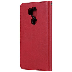 Avis Wewoo Housse Coque Pour LG G7 ThinQ Solid Color Horizontal Flip de protection avec support et fentes cartes et portefeuille et cadre photo et lanière rouge