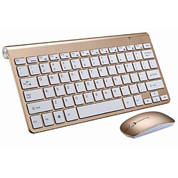 Avis 2.4G sans fil clavier et souris Mini multimédia clavier souris ensemble combiné pour ordinateur portable ordinateur portable Gold