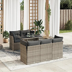 vidaXL Salon de jardin 6 pcs avec coussins gris résine tressée