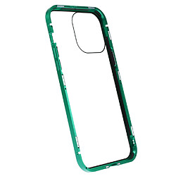 Coque en cadre métallique antichoc, cadre anti-bruit, double face avec fermeture magnétique pour votre iPhone 14 Pro Max - vert