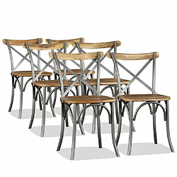 Maison Chic Lot de 6 Chaises à manger,Chaise pour cuisine bois de manguier massif et acier -MN70962