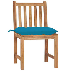 Maison Chic Lot de 4 Chaises de jardin,Fauteuil d'extérieur avec coussins Bois de teck massif -MN60098