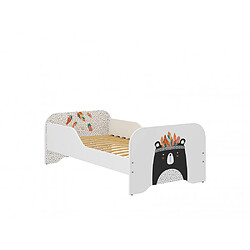 Kids Literie Lit enfant Mike 70 x 140 - Sommier inclus Ours noir et blanc Livré avec sommiers