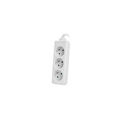 Avis Power strip 3m, white, 3 sockets, cle made of full copper