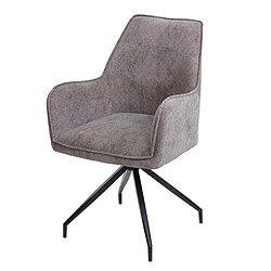 Decoshop26 Chaise de salle à manger rembourrée avec accoudoirs en tissu/textile métal gris foncé 04_0006319