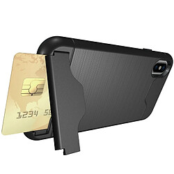 Wewoo Coque renforcée noir pour iPhone X Texture brossé Housse de protection arrière avec support et fente carte pas cher