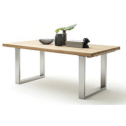 Pegane Table à manger extensible en chêne sauvage massif huilé / acier - L.180-280 x H.77 x P.100 cm