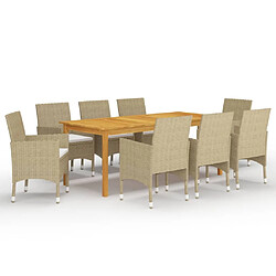 Maison Chic Ensemble de salle à manger de jardin 9 pcs,Table et chaises d'extérieur Beige -GKD869331