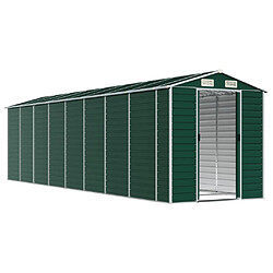 Helloshop26 Abri de jardin cabane cabanon maison de stockage remise extérieur hangar outils robuste 191 x 725 x 198 cm acier galvanisé vert 02_0022354