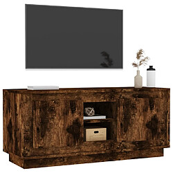 Avis vidaXL Meuble TV chêne fumé 102x35x45 cm bois d'ingénierie