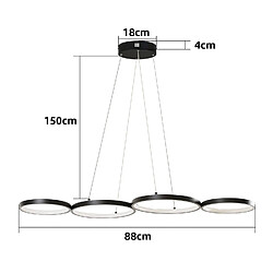 ZMH Lustre Salle à Manger Moderne 4 Flammes 88cm Anneau Apparence Hauteur Réglable Bureau pas cher