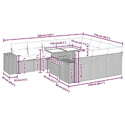 vidaXL Salon de jardin 11 pcs avec coussins noir résine tressée pas cher