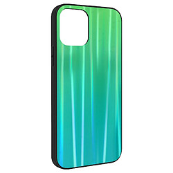 Avizar Coque iPhone 12 et 12 Pro Bi-matière Holographique Brillant Fine Légère vert