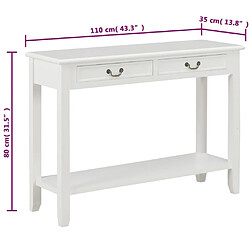 vidaXL Table console Blanc 110x35x80 cm Bois pas cher