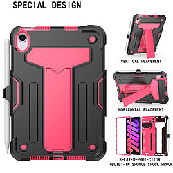 Coque en TPU + silicone avec béquille en T, anti-chute noir/rose pour votre Apple iPad mini (2021)