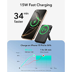 Avis SANAG Pack De Batterie Magsafe Certifié Qi2, Chargeur Portable À Charge Rapide 10 000 Mah 15 W Avec Béquille, Batterie Externe À Ecran Led Intelligent, Câble Usb-C Pour Iphone 16/15/14/13/12, Noir