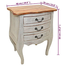 vidaXL Table de chevet bois d'acajou massif 48x35x64 cm pas cher