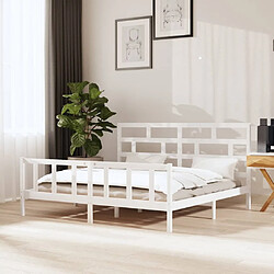 vidaXL Cadre de lit sans matelas blanc bois massif 200x200 cm