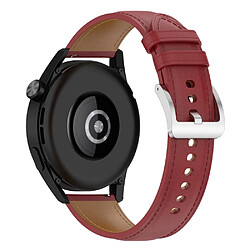 Bracelet en cuir véritable rouge pour votre Samsung Galaxy Watch3 45mm/Huawei Watch GT 3/Honor Watch GS3/Garmin/Xiaomi Mi Watch S1 22mm