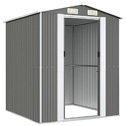 Helloshop26 Abri de jardin cabane cabanon maison de stockage remise extérieur hangar outils robuste clair 192 x 191 x 223 cm acier galvanisé gris 02_0022255