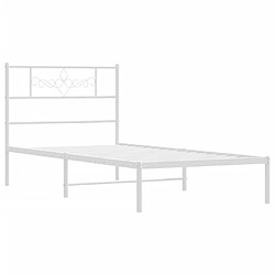 Acheter Vidaxl Cadre de lit métal avec tête de lit blanc 90x200 cm