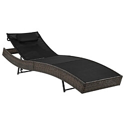 vidaXL Chaise longue avec oreiller Résine tressée Marron