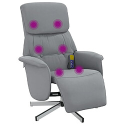 vidaXL Fauteuil inclinable de massage et repose-pieds gris clair tissu