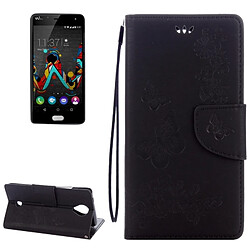 Wewoo Coque noir Wiko U Feel Butterflies Gaufrage étui en cuir flip horizontal avec support & Slots de cartes Portefeuille & Longe