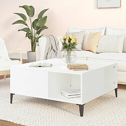 Maison Chic Table basse,Table Console Table d'appoint, Table pour salon blanc 80x80x36,5 cm bois d'ingénierie -MN60859