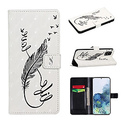 Etui en PU impression de motif de décoration spot lumineux avec support plume et oiseaux pour votre Samsung Galaxy A51 SM-A515