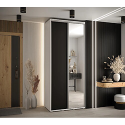 Abiks Meble Armoire DAVOS 3 À Portes Coulissantes 205,2/110/45 2 Portes (Blanc/Noir/Argent)