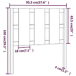 vidaXL Tête de lit Noir 95,5x4x100 cm Bois massif de pin pas cher