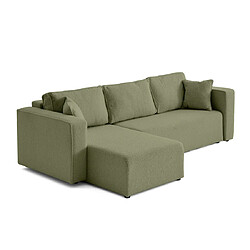 Bestmobilier Topaze - canapé d'angle réversible - 4 places - convertible avec coffre - en tissu bouclette Topaze - canapé d'angle réversible - 4 places - convertible avec coffre - en tissu bouclette - Vert