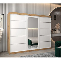 Abiks Meble Armoire PROMO V2 À Portes Coulissantes 200/250/62 3 Portes (Artisan/Blanc)