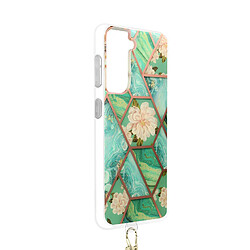 Avizar Coque Samsung Galaxy S21 Plus Motif géométrique avec Cordon Amovible turquoise