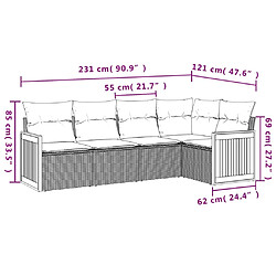 Avis Maison Chic Salon de jardin 5 pcs avec coussins | Ensemble de Table et chaises | Mobilier d'Extérieur noir résine tressée -GKD49118