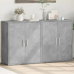 vidaXL Buffets 2 pcs gris béton 60x31x70 cm bois d'ingénierie