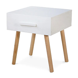 Homestyle4U Table de nuit Tiroir blanc en pin