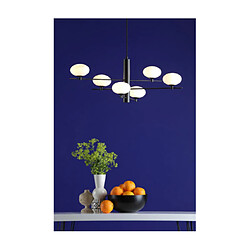 Luminaire Center Suspension Jasper Noir mat, verre opale pas cher