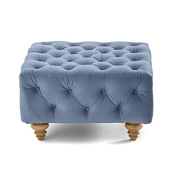 Lisa Design Walter - pouf chesterfield en velours - pieds bois